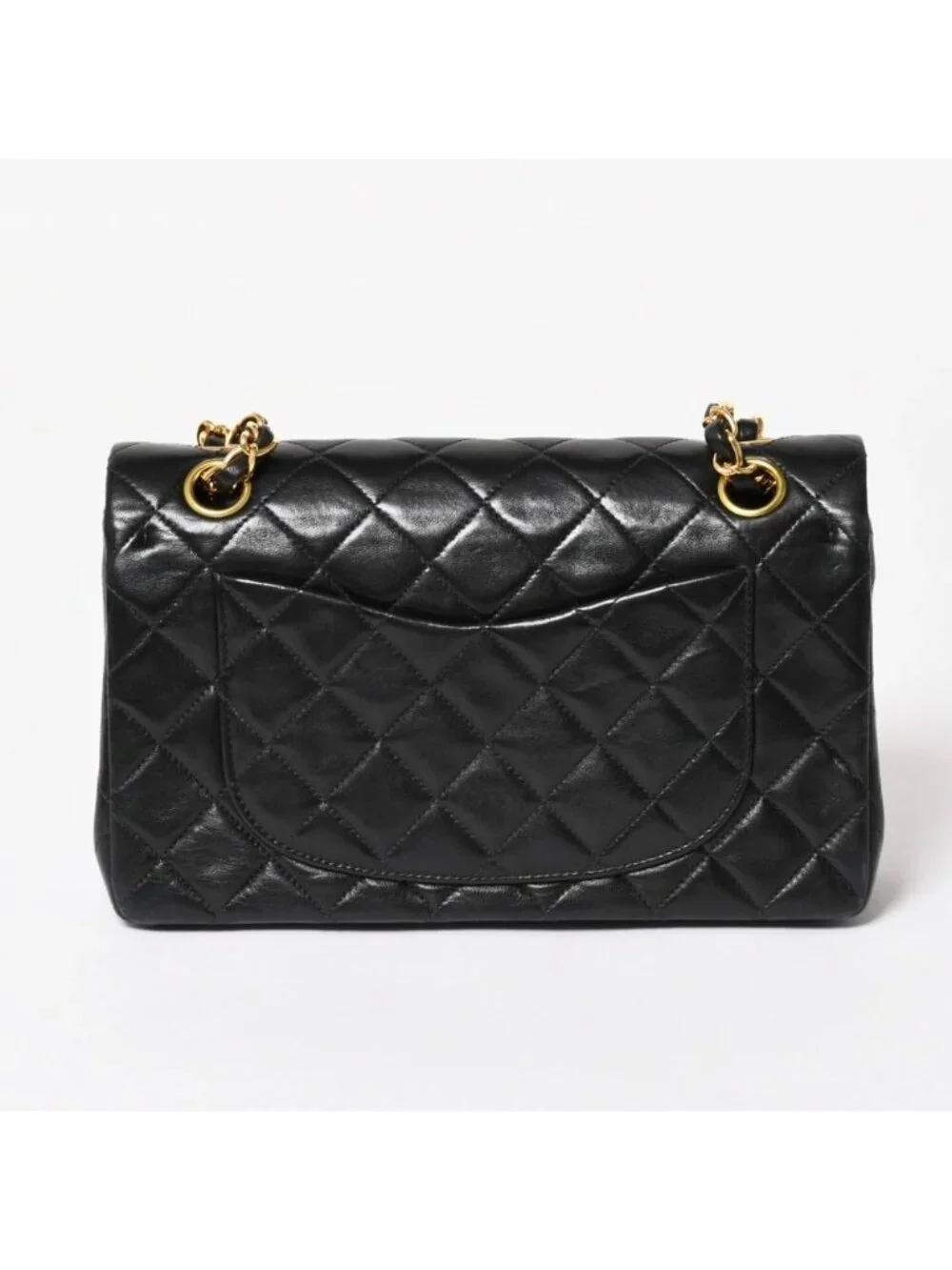 Chanel Quilted 23 Double Flap Chain Shoulder Bag CC Logo Lambskin Black